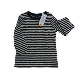 Cat & Jack Long Sleeve T Shirt Black Gray Striped Stretch Toddler Boys